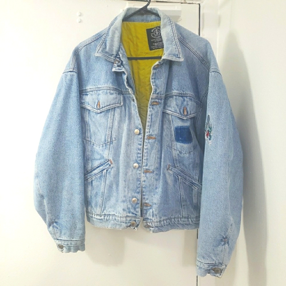 Vintage Denim Jacket with Yellow Interior